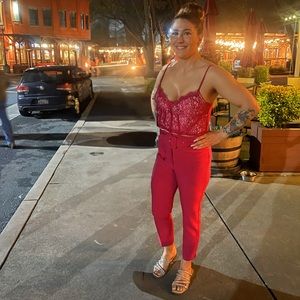 Bebe high waist with belt cigarette leg pant